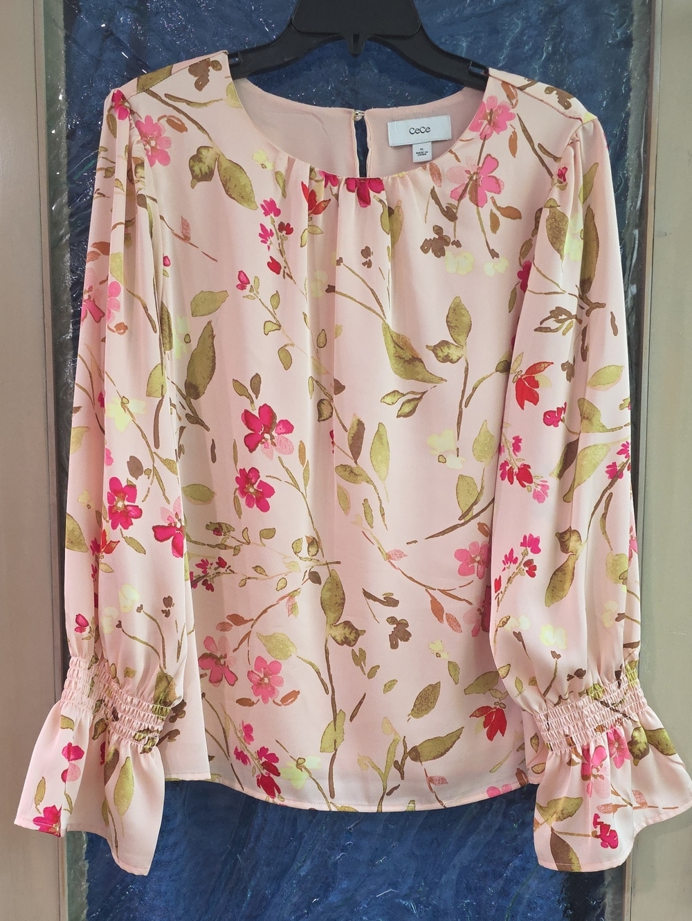 CeCe Pink Floral Peasant Blouse - NWOT